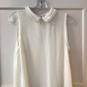 NWOT Anthropologie Darling pearl collar tank -  L